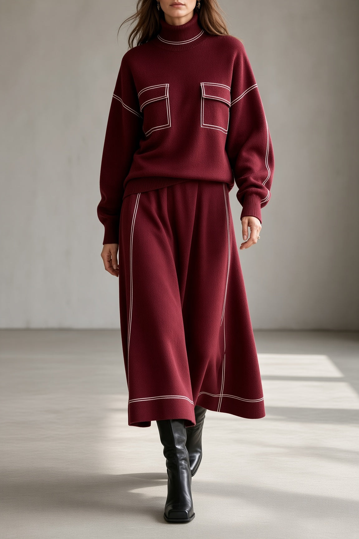 Vivienne Turtleneck Knit Skirt Two-Piece Set