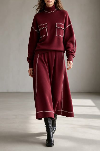 Vivienne Turtleneck Knit Skirt Two-Piece Set