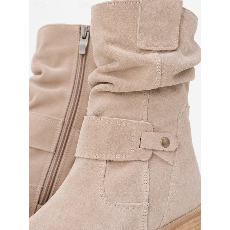 Delphine Slouchy Low Block Heel Ankle Boots