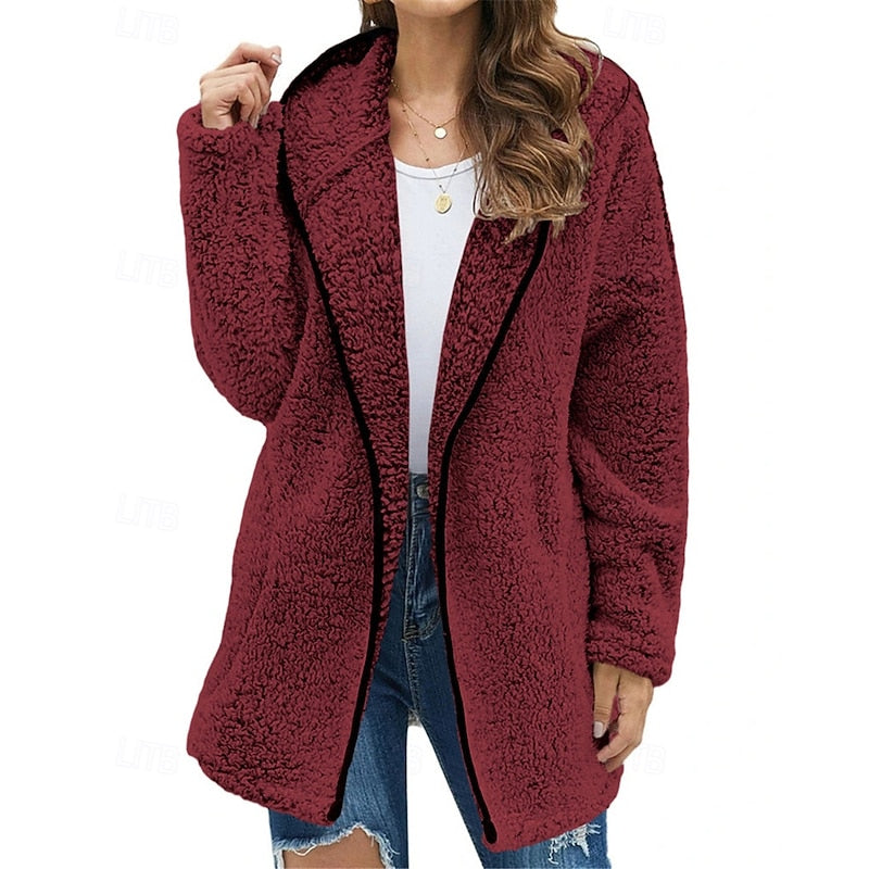Juliette Relaxed Fit Plush Hooded Coat