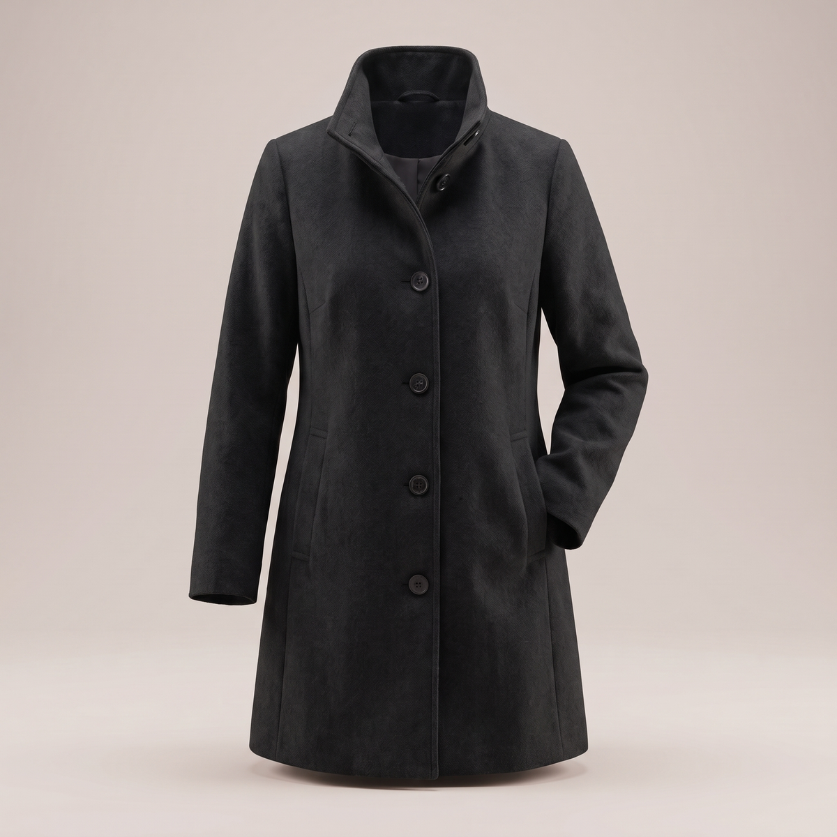 Antonella Straight Cut Button Front Wool Coat