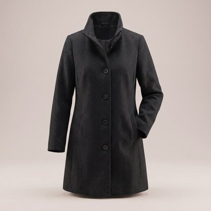 Antonella Straight Cut Button Front Wool Coat