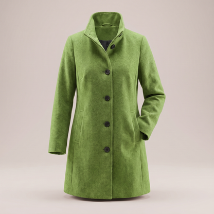 Antonella Straight Cut Button Front Wool Coat