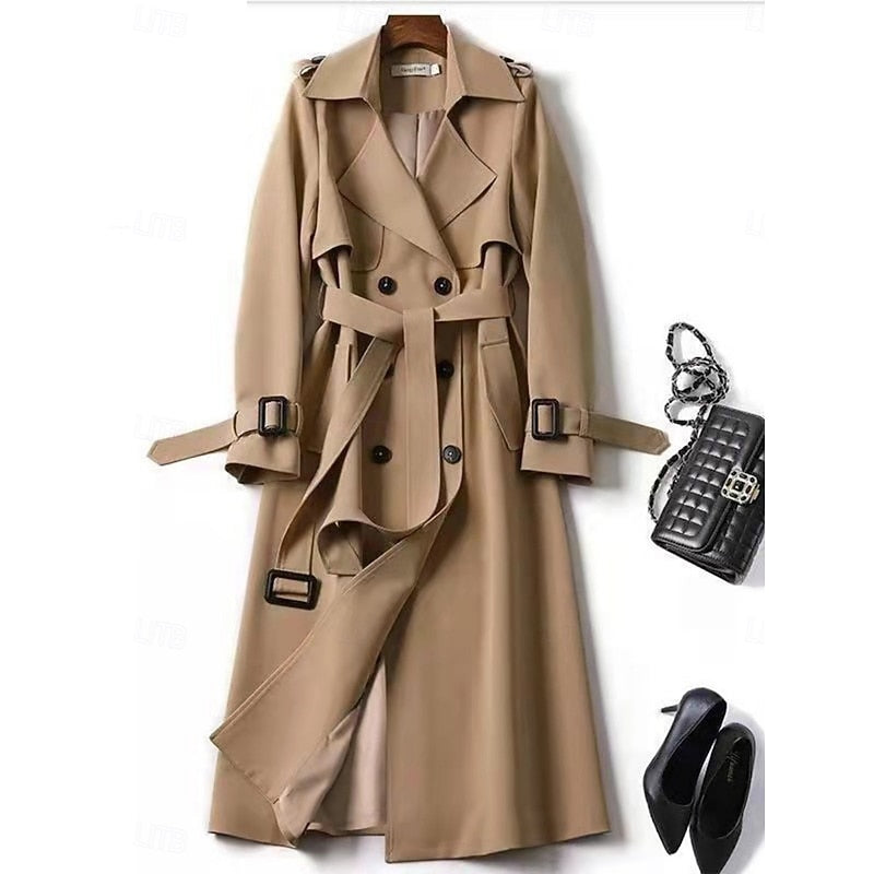 Arabella Belted Double-Breasted Longline Trench Coat