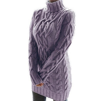 Cordelia Fitted Cable Knit Turtleneck Jumper Dress