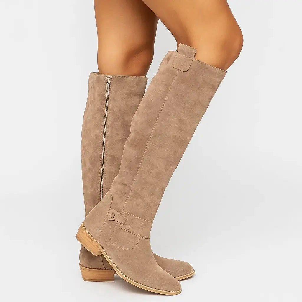Odette Suede Knee High Block Heel Boots