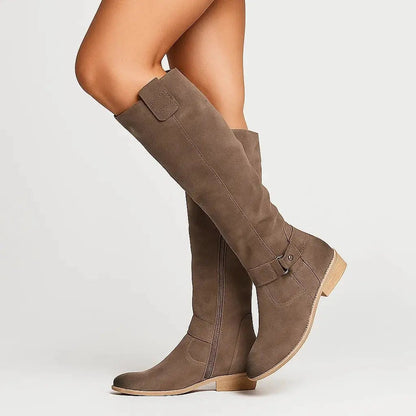 Odette Suede Knee High Block Heel Boots