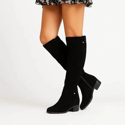 Odette Suede Knee High Block Heel Boots