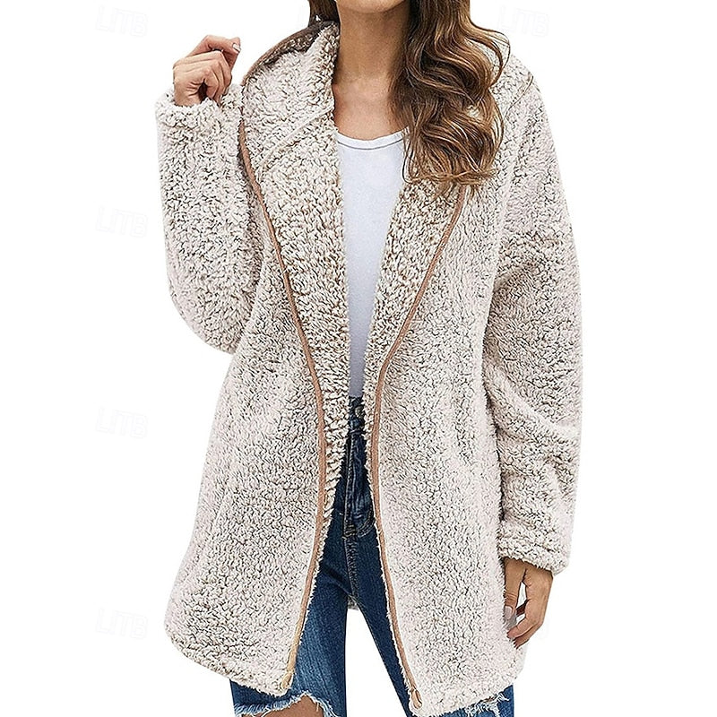 Juliette Relaxed Fit Plush Hooded Coat