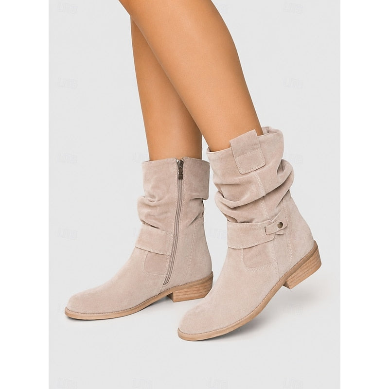 Delphine Slouchy Low Block Heel Ankle Boots