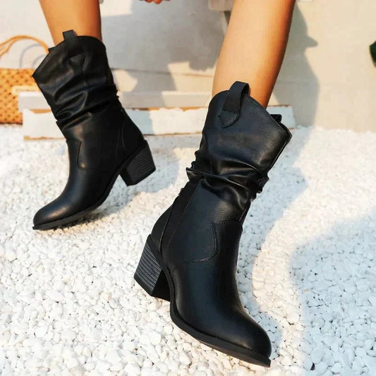 Cressida Slouchy Mid-Calf Western Boots