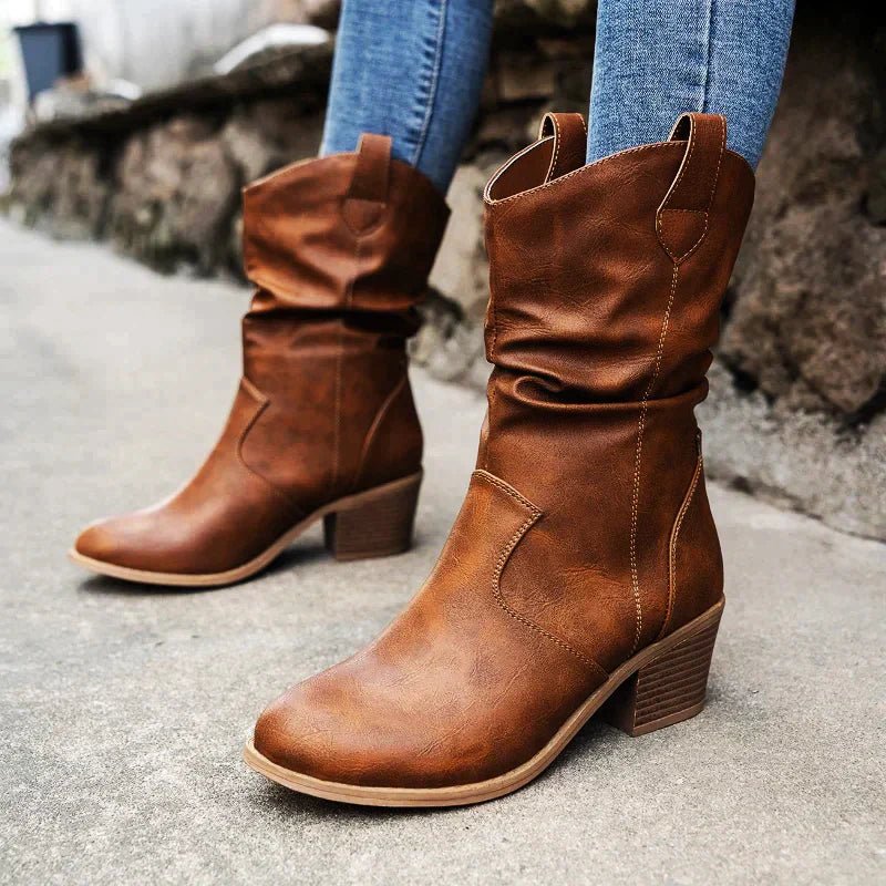 Cressida Slouchy Mid-Calf Western Boots