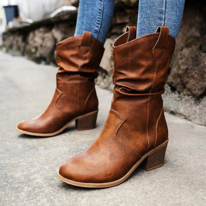 Cressida Slouchy Mid-Calf Western Boots