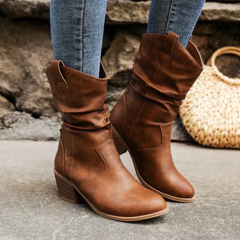 Cressida Slouchy Mid-Calf Western Boots