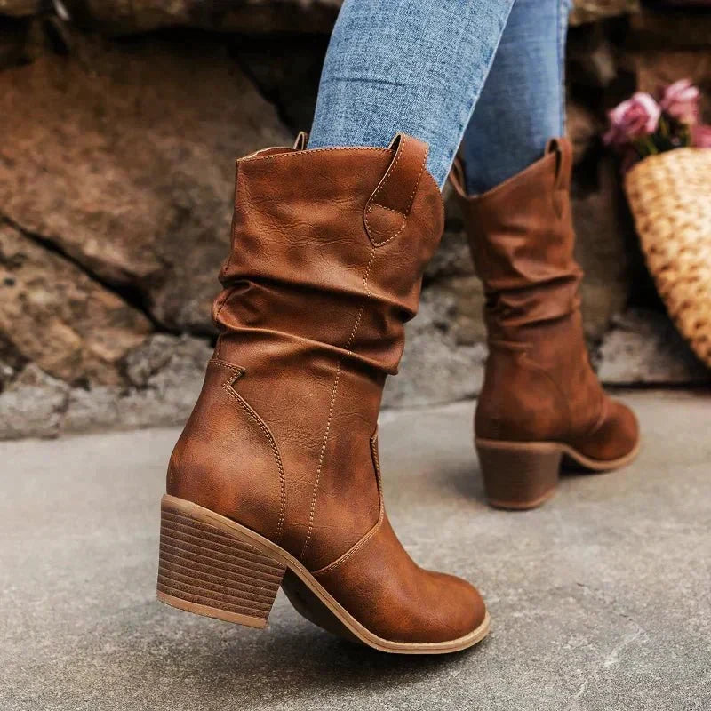 Cressida Slouchy Mid-Calf Western Boots