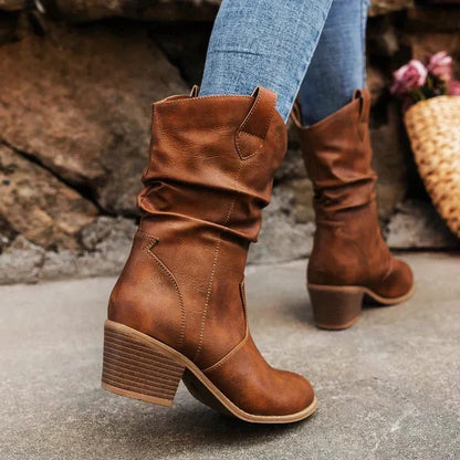Cressida Slouchy Mid-Calf Western Boots