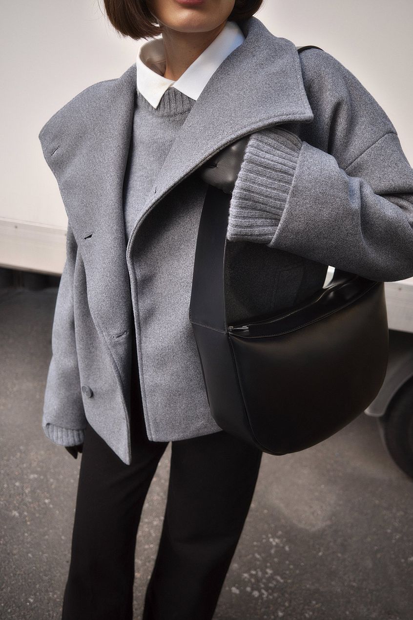 Domenica Wide Collar Double-Breasted Short Coat