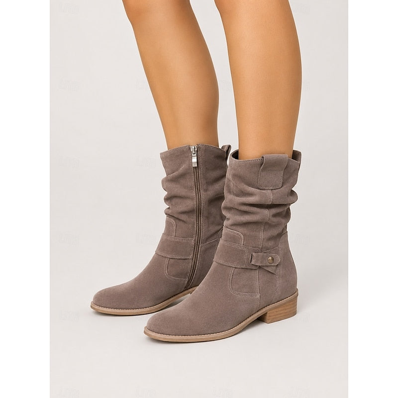 Delphine Slouchy Low Block Heel Ankle Boots
