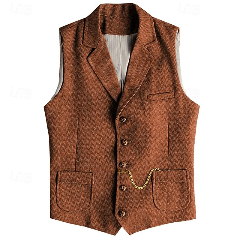 Cecilia Tailored Herringbone Button Front Waistcoat