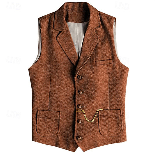 Cecilia Tailored Herringbone Button Front Waistcoat