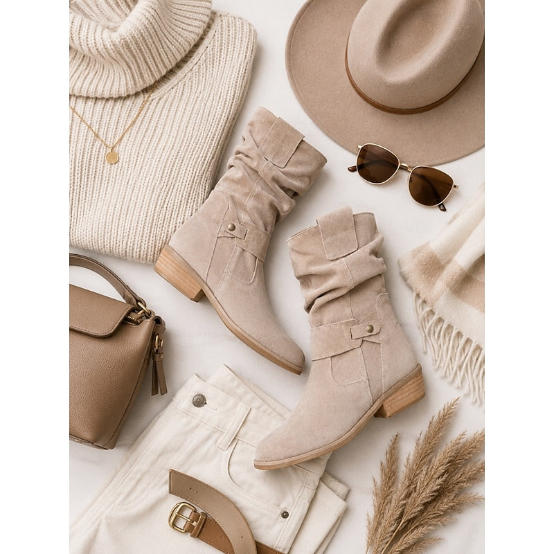 Delphine Slouchy Low Block Heel Ankle Boots
