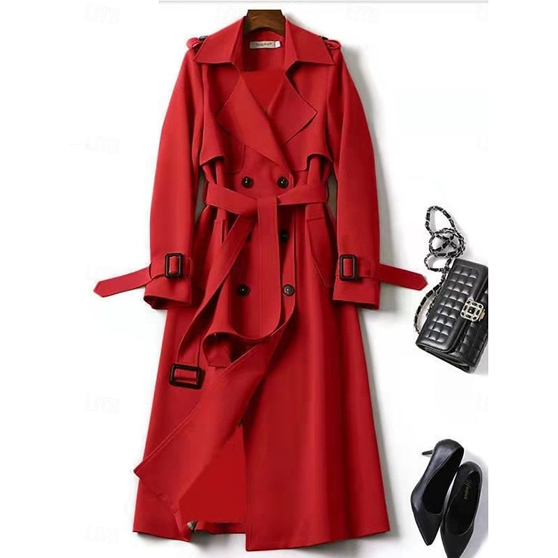 Arabella Belted Double-Breasted Longline Trench Coat