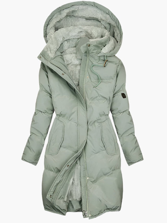 Vittoria Long Quilted Faux Fur Hood Winter Coat