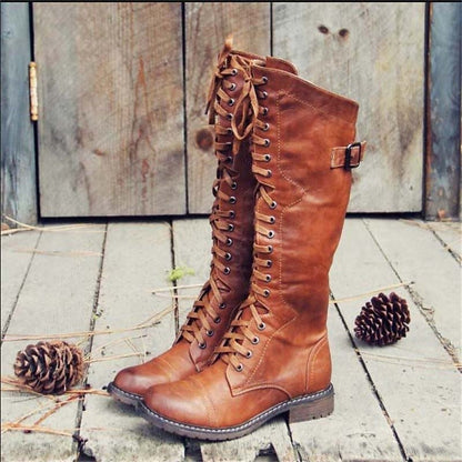 Antonia Knee High Lace-Up Buckle Riding Boots