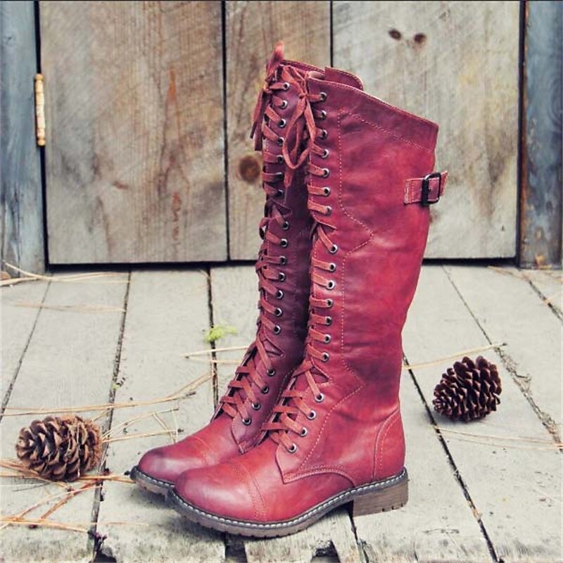 Antonia Knee High Lace-Up Buckle Riding Boots