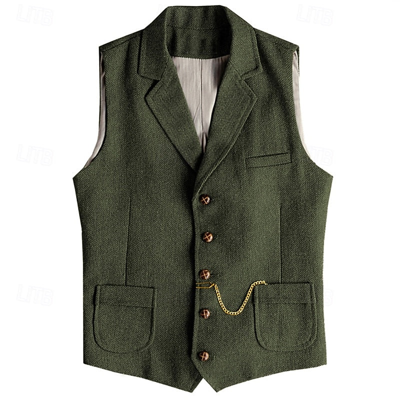 Cecilia Tailored Herringbone Button Front Waistcoat