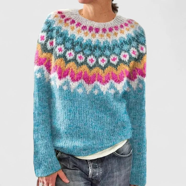 Bryony Fair Isle Crew Neck Knit Jumper