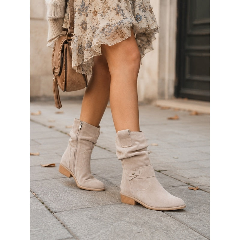 Delphine Slouchy Low Block Heel Ankle Boots