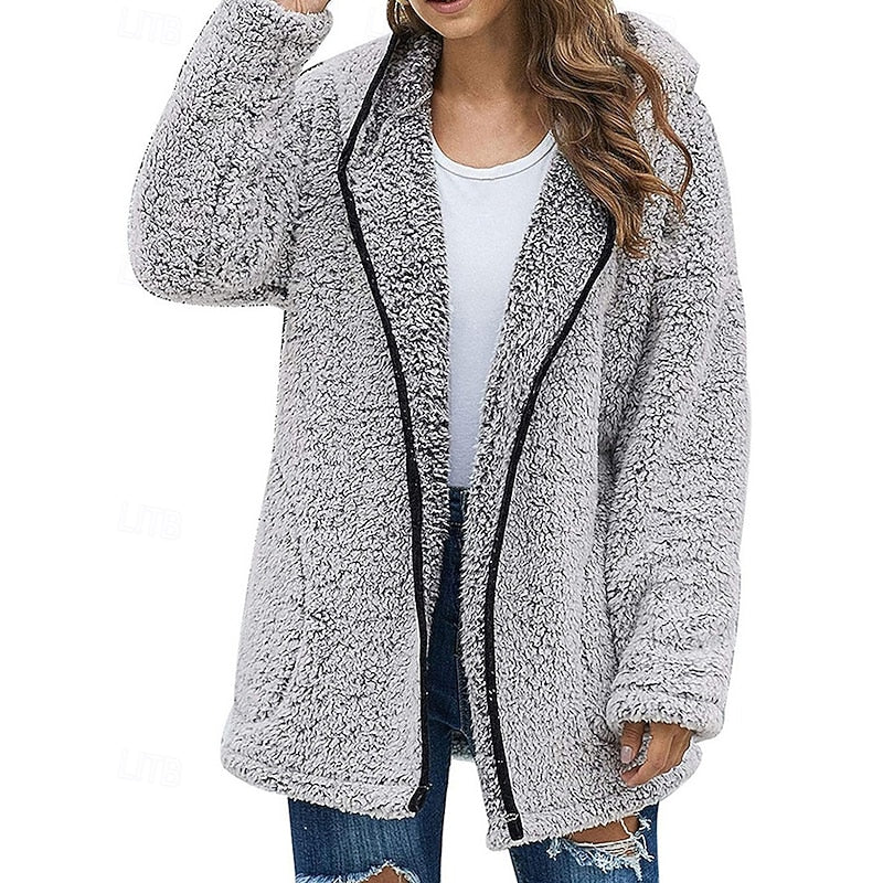 Juliette Relaxed Fit Plush Hooded Coat