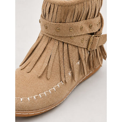 Sienna Fringed Western Flat Ankle Boots
