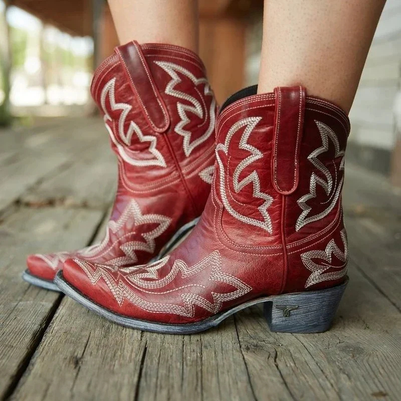 Annika Embroidered Mid-Calf Cowboy Boots