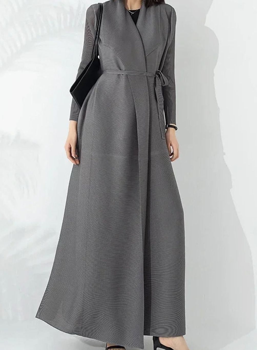 Leonnie Belted Funnel Neck A-Line Maxi Coat