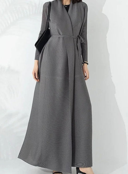 Leonnie Belted Funnel Neck A-Line Maxi Coat