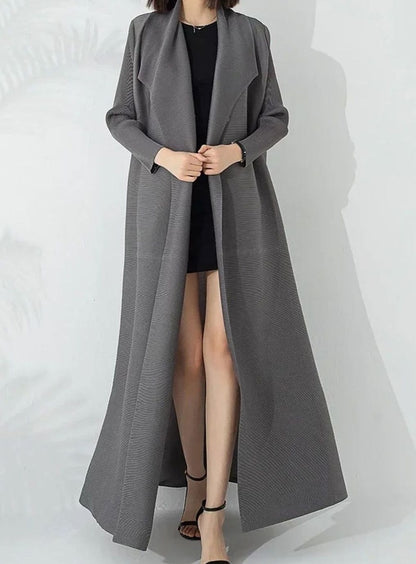 Leonnie Belted Funnel Neck A-Line Maxi Coat