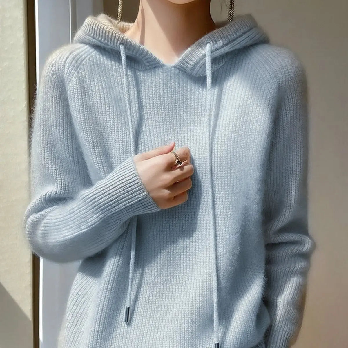 Rosalie Cashmere Mink Blend Hooded Knit Jumper