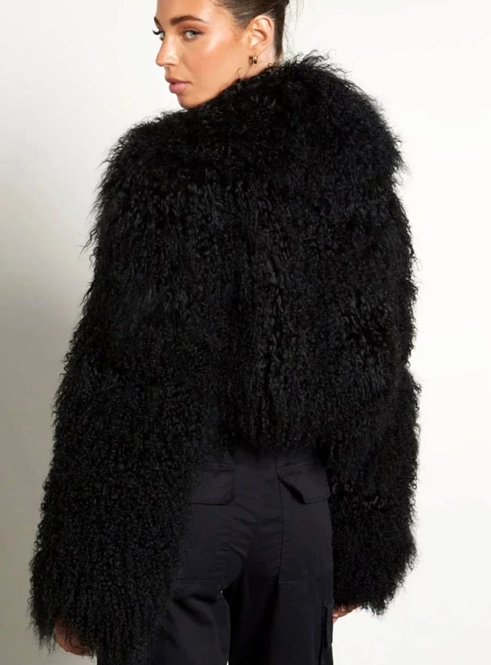 Floriane Cropped Oversized Teddy Faux Fur Jacket