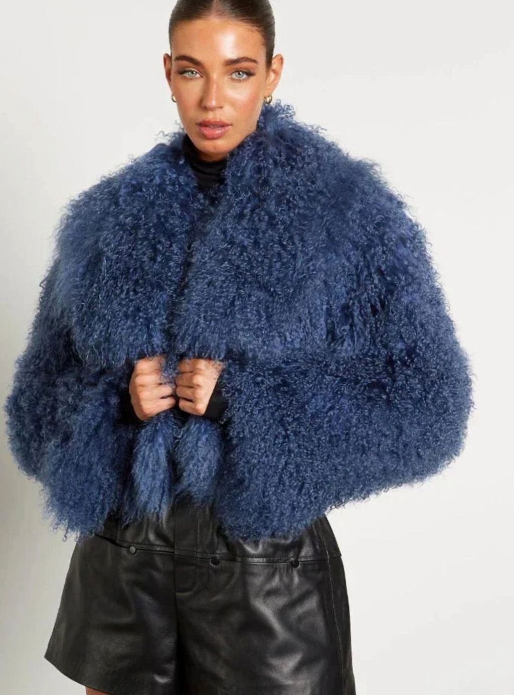 Floriane Cropped Oversized Teddy Faux Fur Jacket