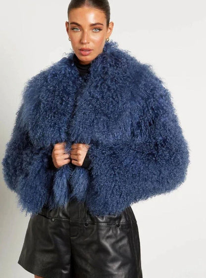 Floriane Cropped Oversized Teddy Faux Fur Jacket