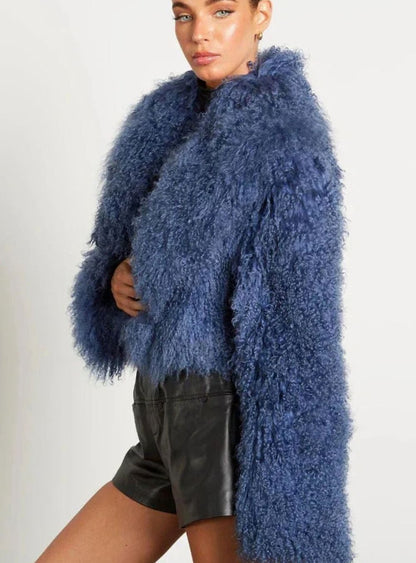 Floriane Cropped Oversized Teddy Faux Fur Jacket