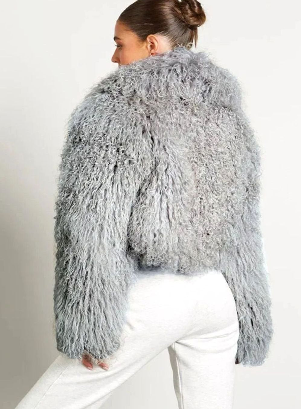 Floriane Cropped Oversized Teddy Faux Fur Jacket
