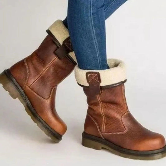 Gabriella Fleece-Lined Leather Slip-On Winter Boots