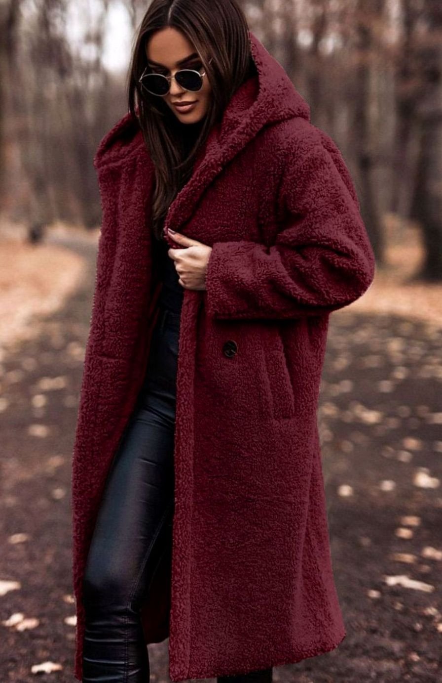 Aveline Longline Hooded Teddy Fleece Coat