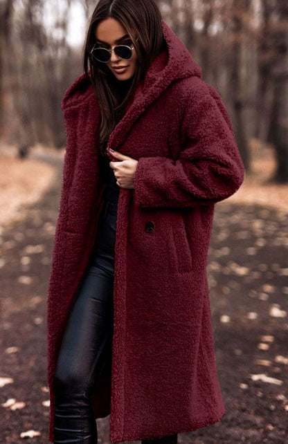 Aveline Longline Hooded Teddy Fleece Coat
