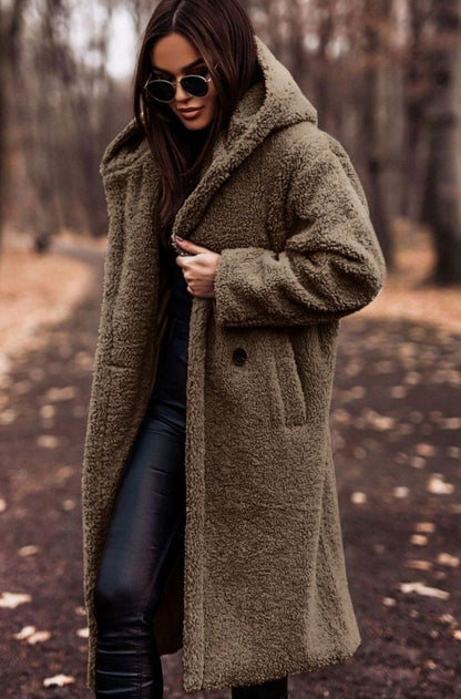 Aveline Longline Hooded Teddy Fleece Coat