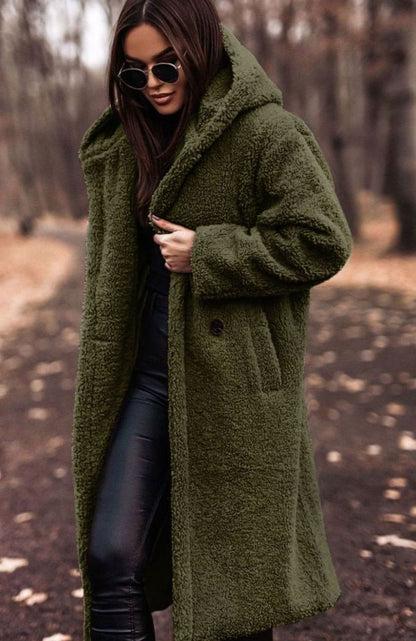 Aveline Longline Hooded Teddy Fleece Coat