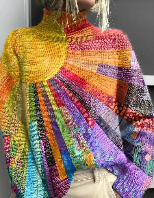 Claudia Multicolour Rainbow Knit Turtleneck Jumper